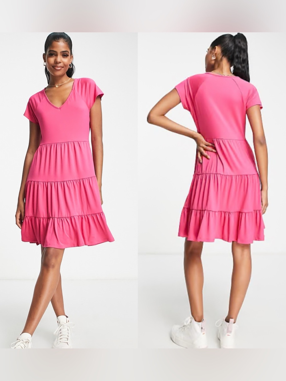 Pink Babydoll Tier Dress size L NWT
